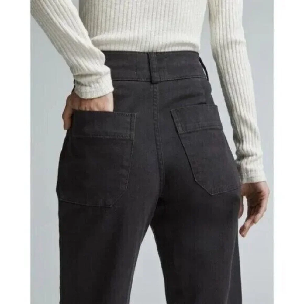 NEW Everlane The Organic Straight-Leg Pant High Rise in Black Size 6 Womens - Picture 3 of 11